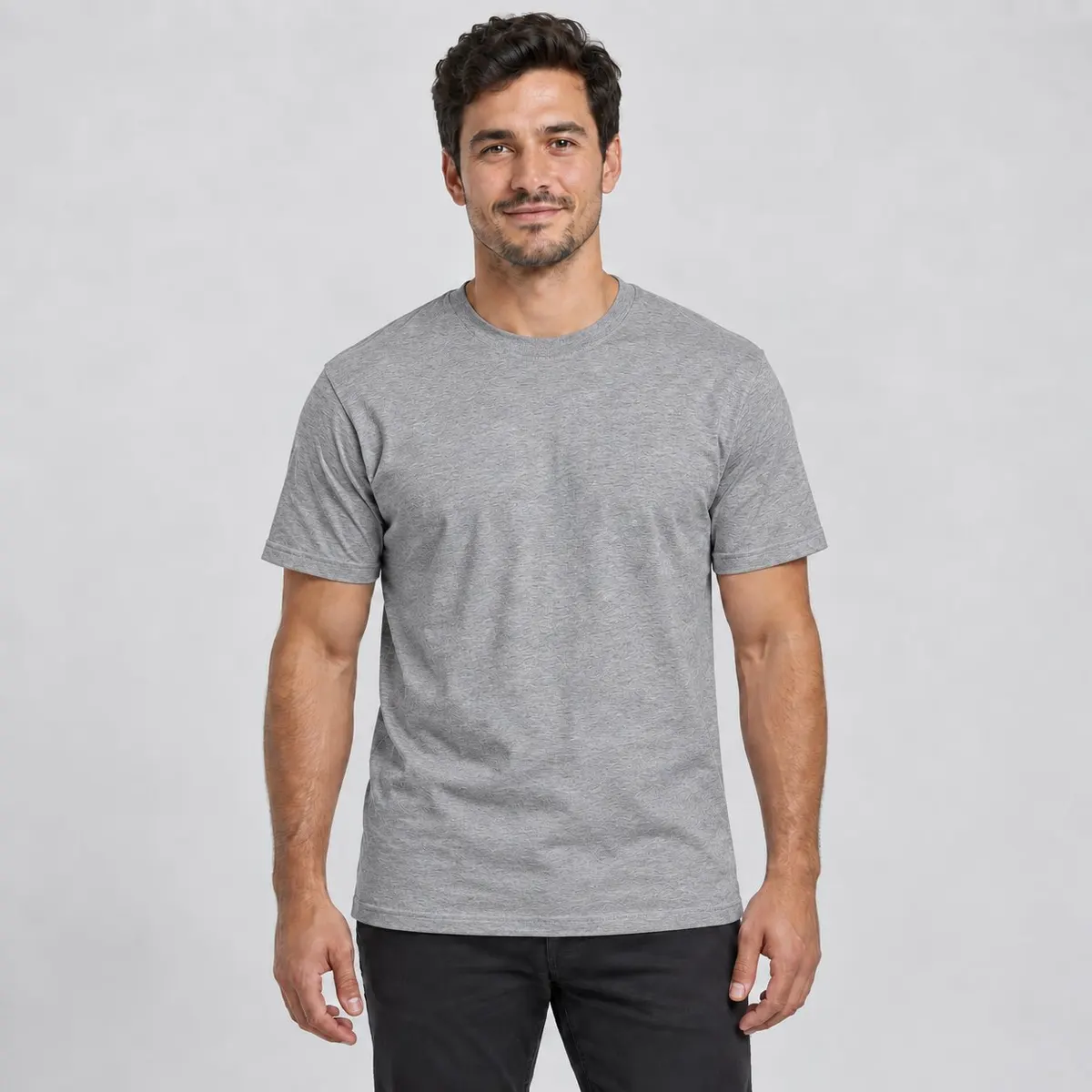 Camiseta Cinza Mescla, 100% Algodão, Fio 30.1 Penteado