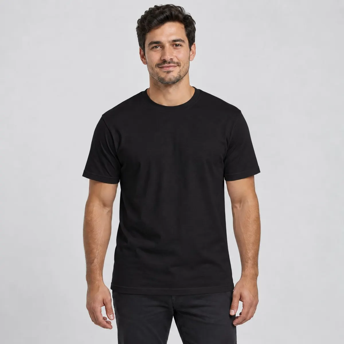 Camiseta Preta, 100% Algodão, Fio 30.1 Penteado