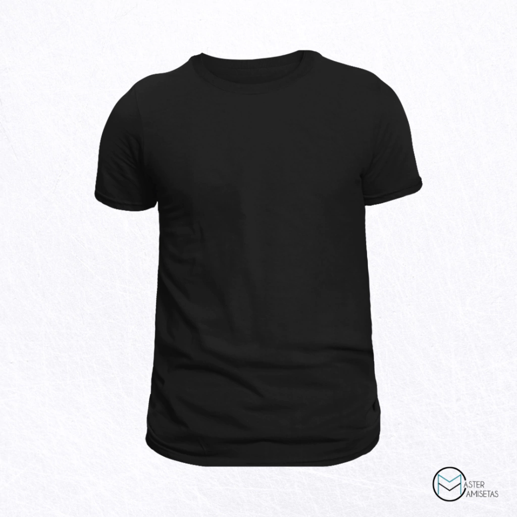 Camiseta Preta, 100% Algodão, Fio 30.1 Penteado